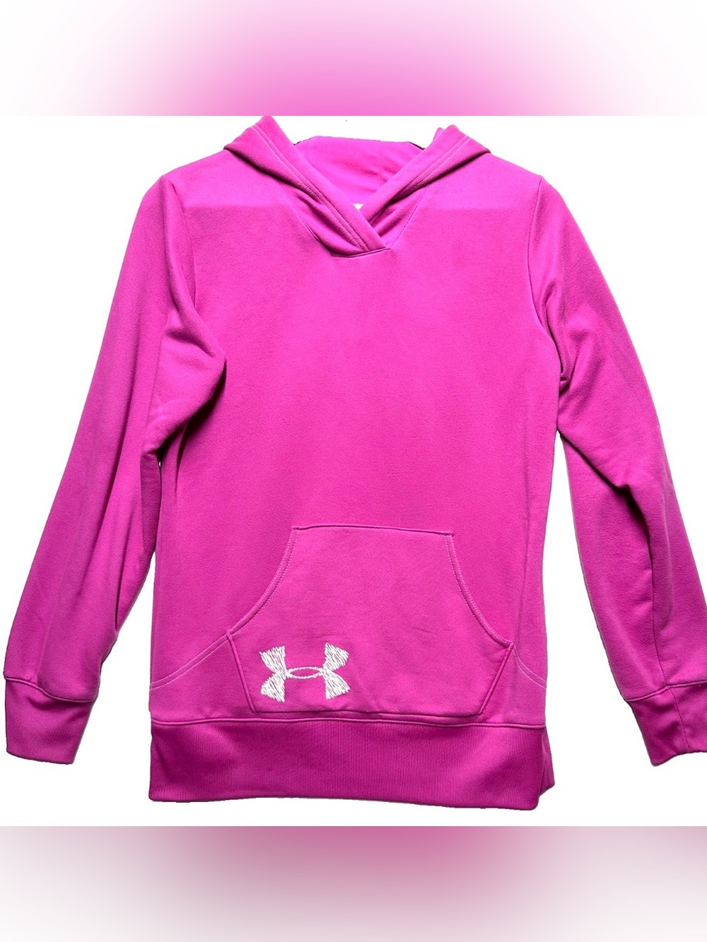 Under Armour Women’s Medium Hot Pink Pullover Hoodie Logo Sweatshirt Athletic